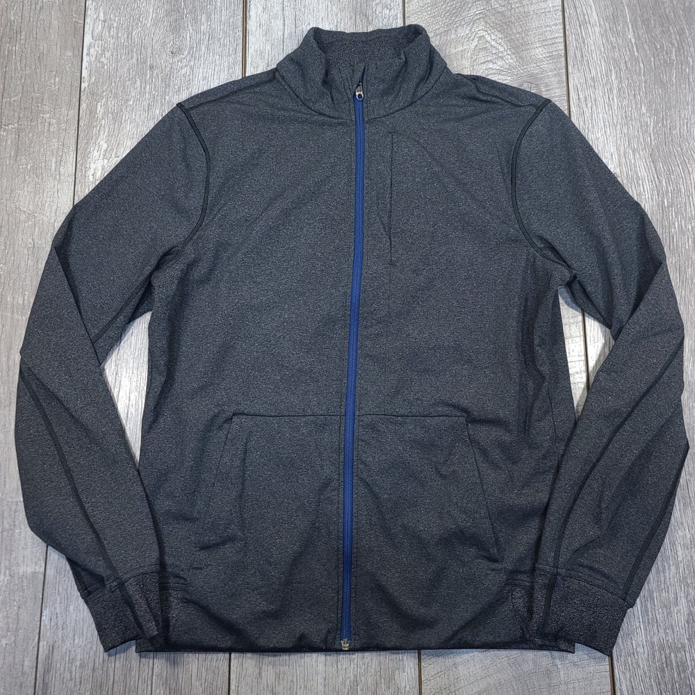 Lululemon Prepost Jacket Mens Size Large Gray Blue Contrast Mock Neck Athletic